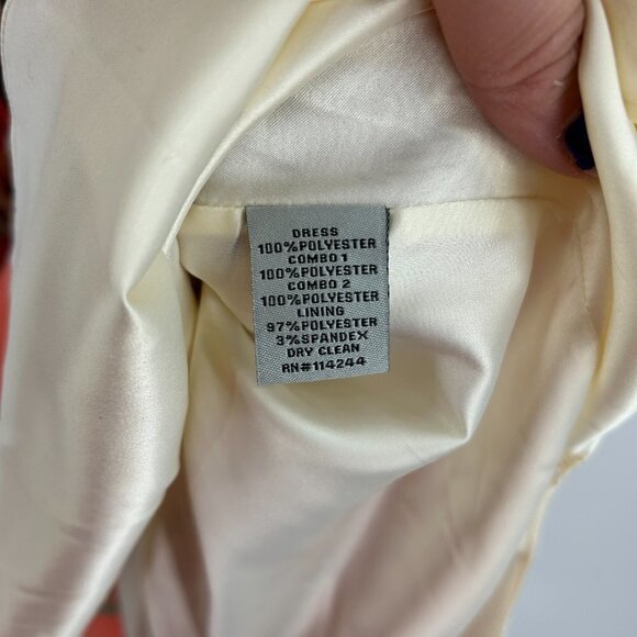 ELIZA J Orange Brown Cream Smock Waist 3/4 Sleeve Cold Shoulder Sheath Dress 8 - Picture 9 of 9